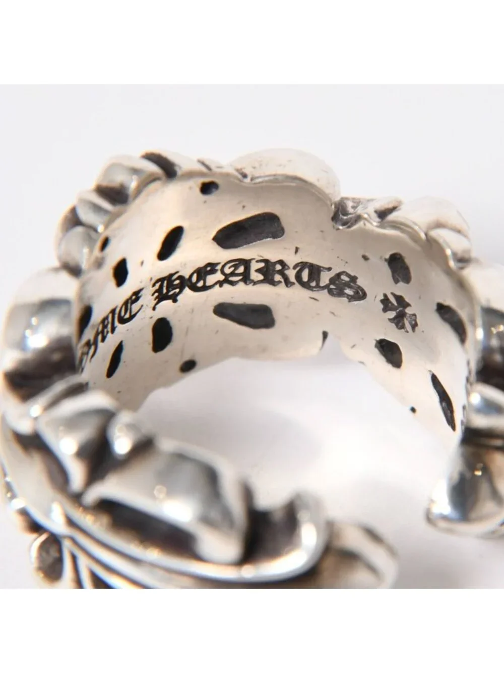 Chrome Hearts Double Floral Cloth Sling Ring Cross 925 Sterling Silver